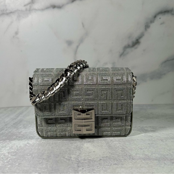 Givenchy Handbags - Givenchy Silver Mini Leather Chain Bag 4G/Small Chain Crossbody Designer